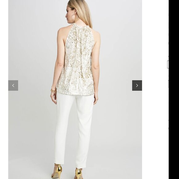 Elie Tahari Burnout Velvet Halter Shirt Size L - Picture 2 of 9